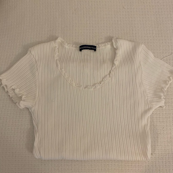 Brandy Melville Long White Ruffled Shirt - Picture 1 of 5